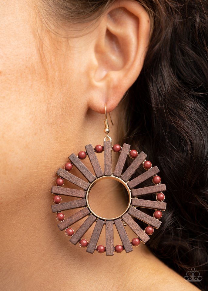 Solar Flare - Brown - Paparazzi Earring Image