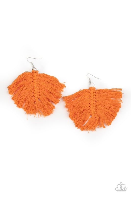 Macrame Mamba - Orange - Paparazzi Earring Image