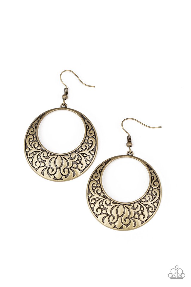 Secret Groves - Brass - Paparazzi Earring Image