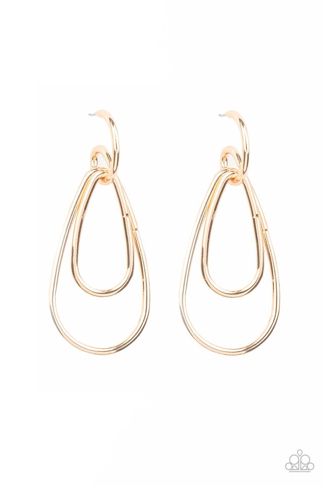 Droppin Drama - Gold - Paparazzi Earring Image