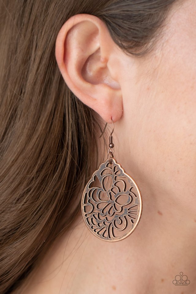 Garden Mosaic - Copper - Paparazzi Earring Image