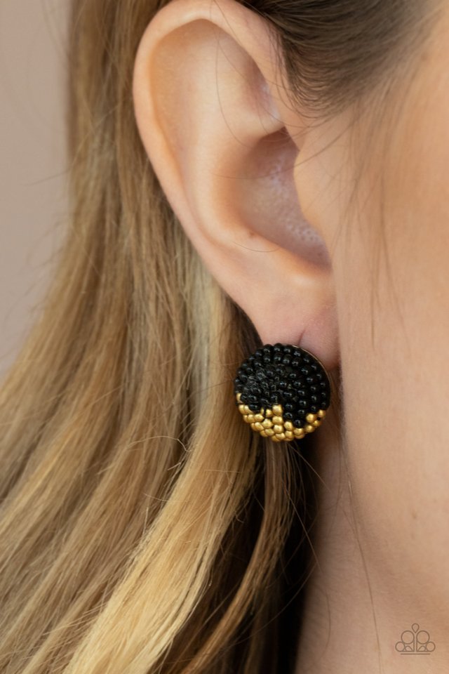 As Happy As Can BEAD - Black - Paparazzi Earring Image