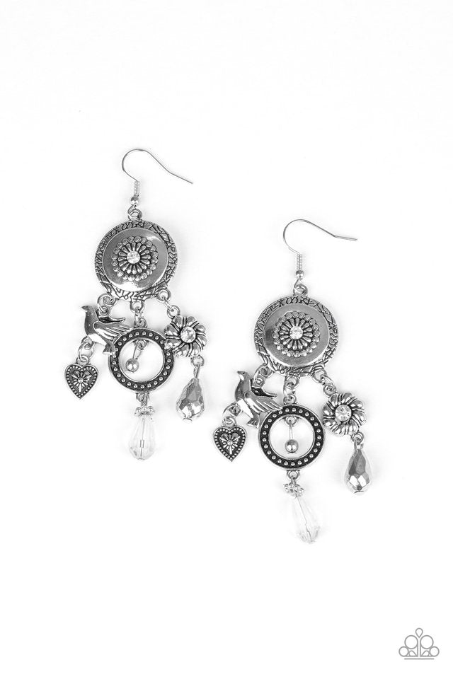 Springtime Essence - White - Paparazzi Earring Image