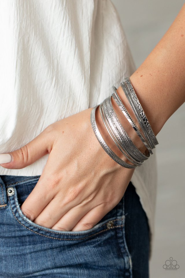 Relics On Repeat - Silver - Paparazzi Bracelet Image