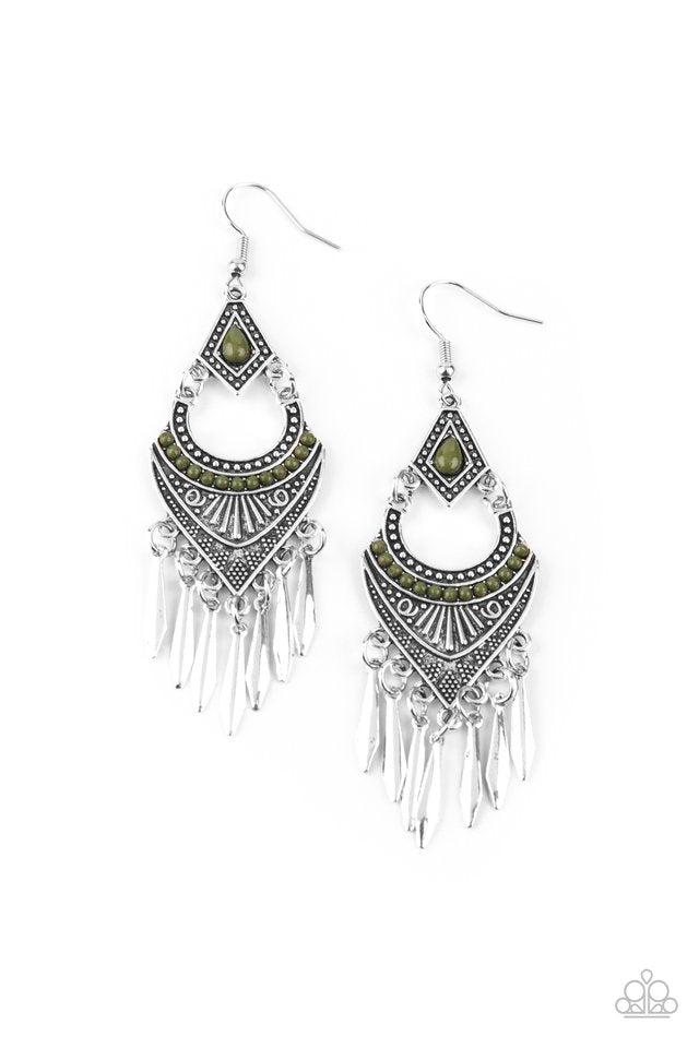 Trailblazer Beam - Green - Paparazzi Earring Image