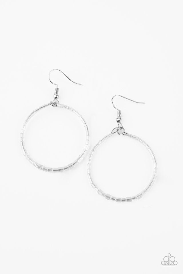 Colorfully Curvy - White - Paparazzi Earring Image