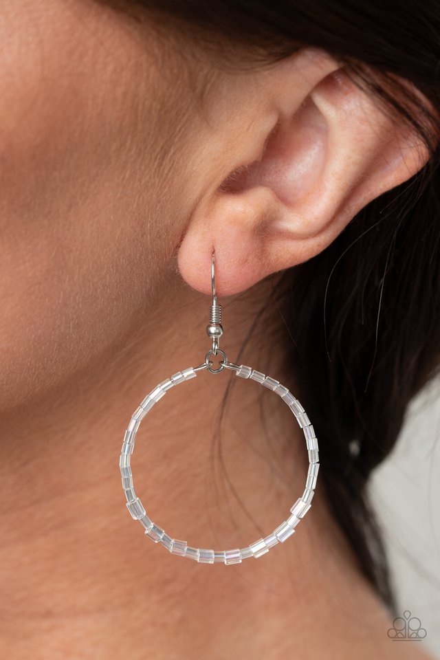 Colorfully Curvy - White - Paparazzi Earring Image