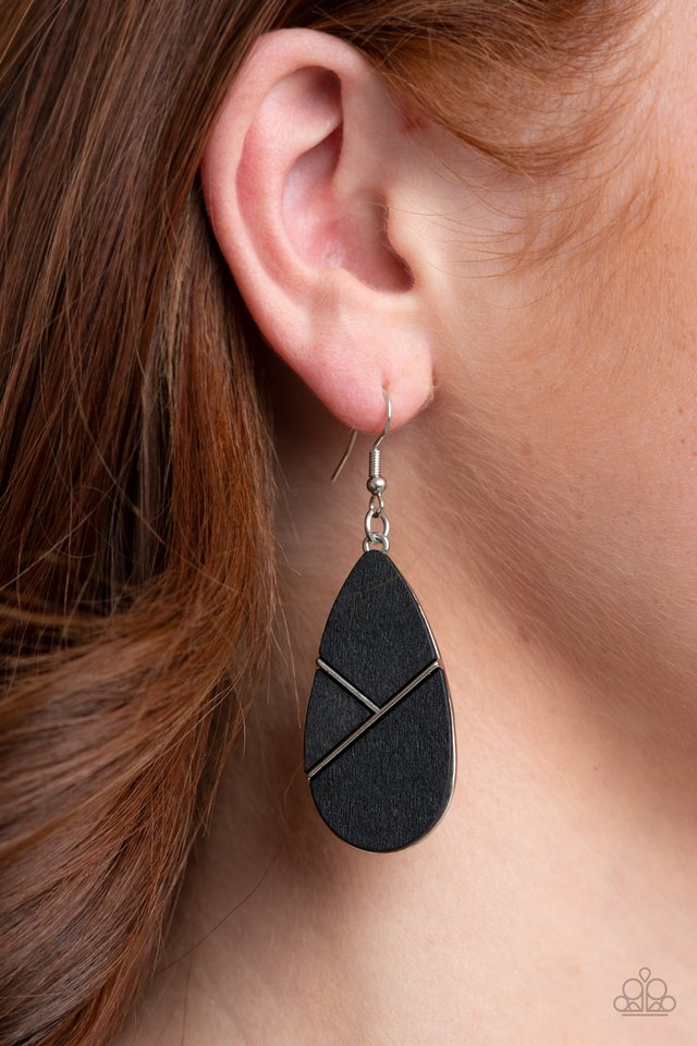 Sequoia Forest - Black - Paparazzi Earring Image