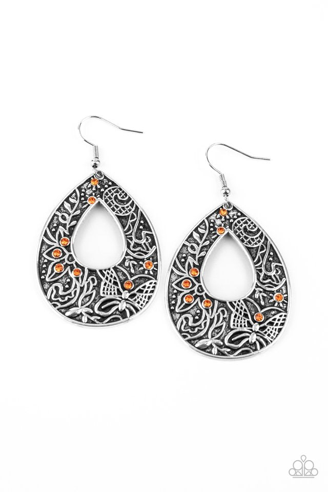 Botanical Butterfly - Orange - Paparazzi Earring Image