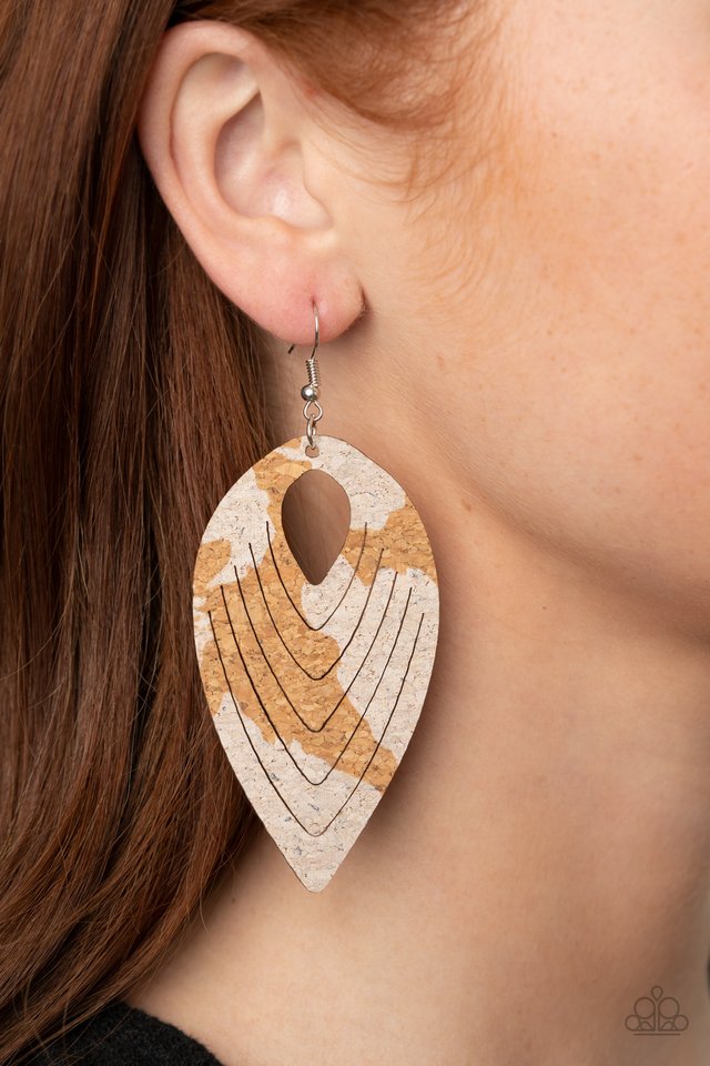 Cork Cabana - White - Paparazzi Earring Image
