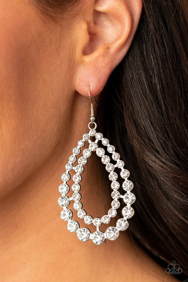 Glacial Glaze - White - Paparazzi Earring Image