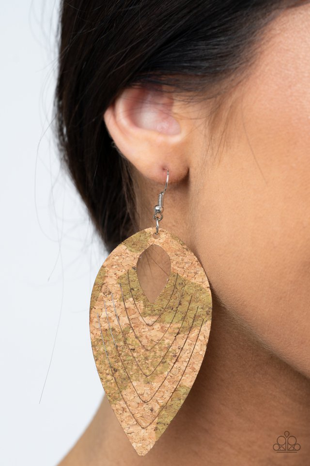 Cork Cabana - Green - Paparazzi Earring Image