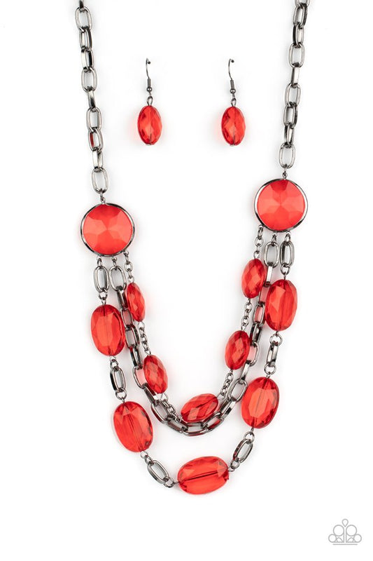 I Need a GLOW-cation - Red - Paparazzi Necklace Image