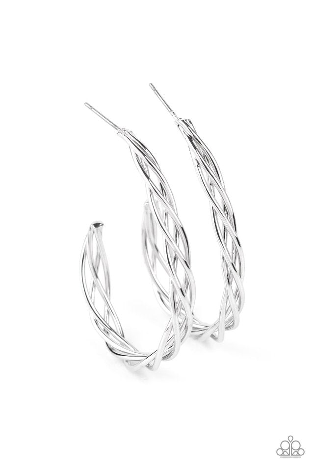 Twisted Tango - Silver - Paparazzi Earring Image