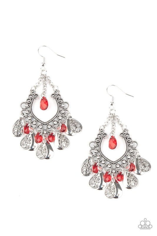 Musical Gardens - Red - Paparazzi Earring Image