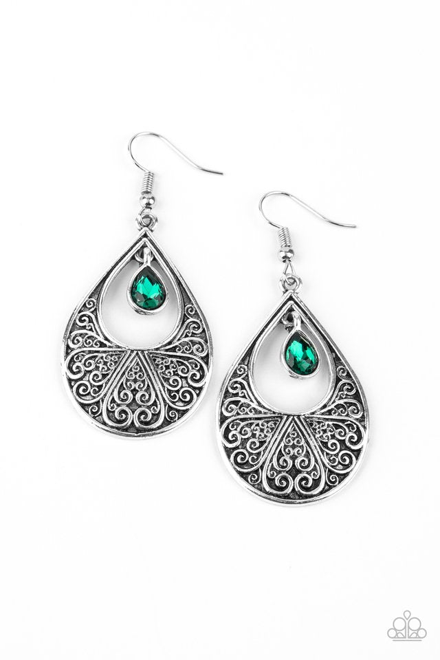 Garden Magic - Green - Paparazzi Earring Image