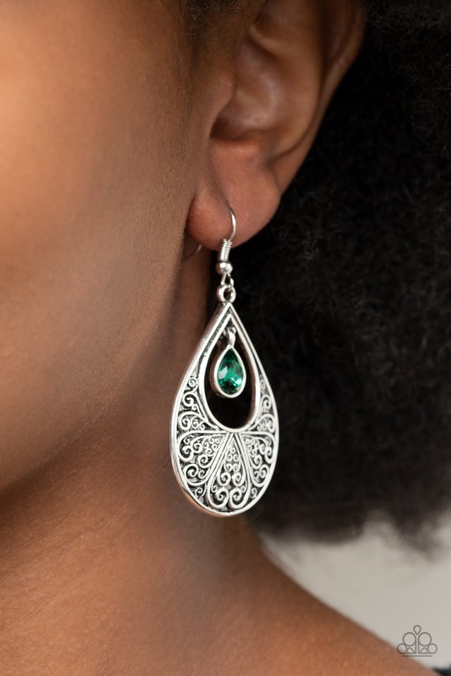 Garden Magic - Green - Paparazzi Earring Image
