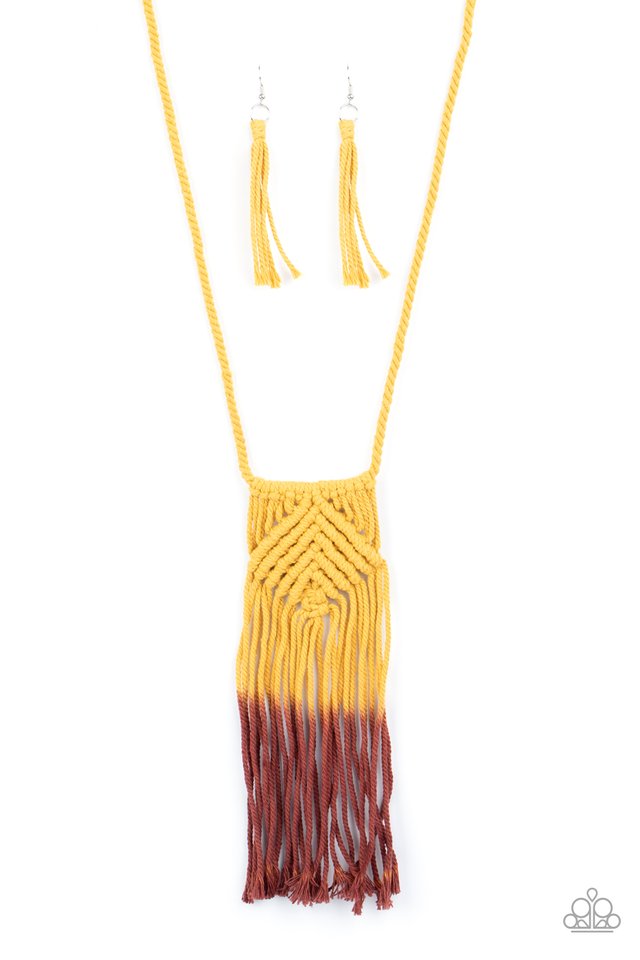 Look At MACRAME Now - Yellow - Paparazzi Necklace Image