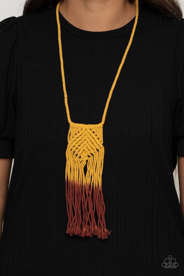 Look At MACRAME Now - Yellow - Paparazzi Necklace Image