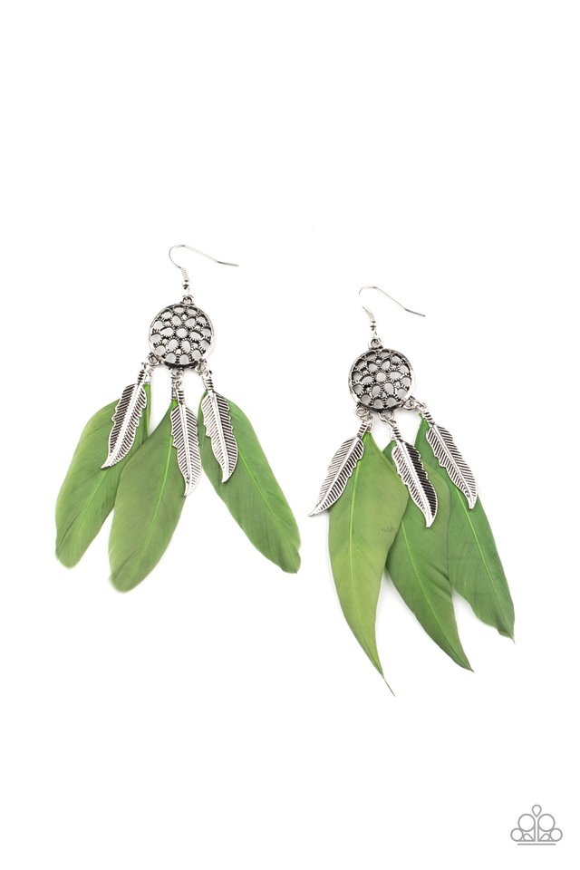 In Your Wildest DREAM-CATCHERS - Green - Paparazzi Earring Image