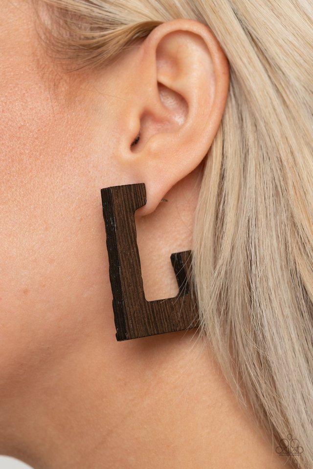 The Girl Next OUTDOOR - Brown - Paparazzi Earring Image