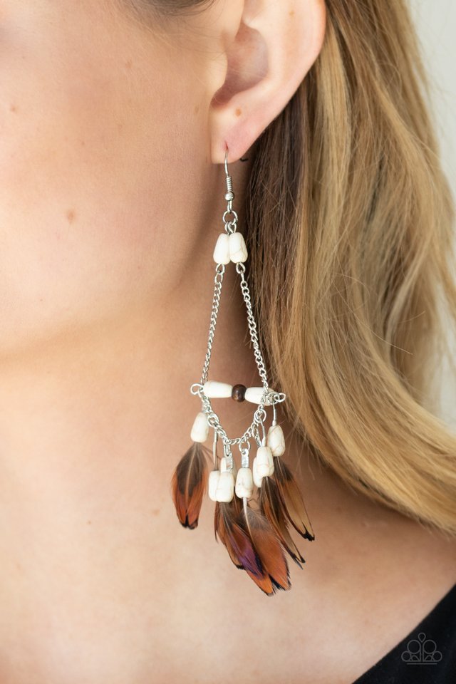 Haute Hawk - White - Paparazzi Earring Image