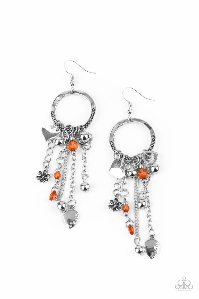 Charm School - Orange - Paparazzi Earring Image