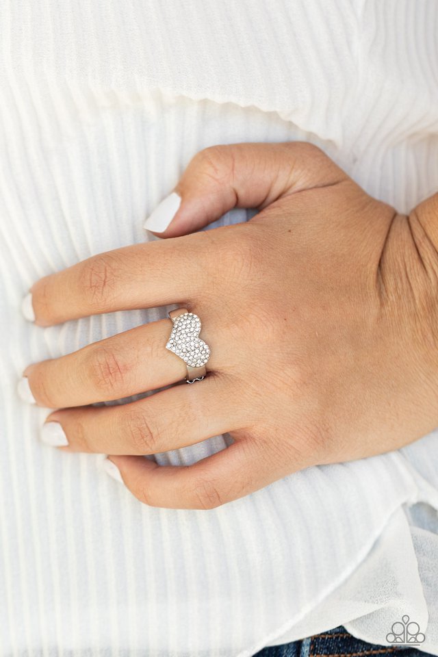 Heart of BLING - White - Paparazzi Ring Image