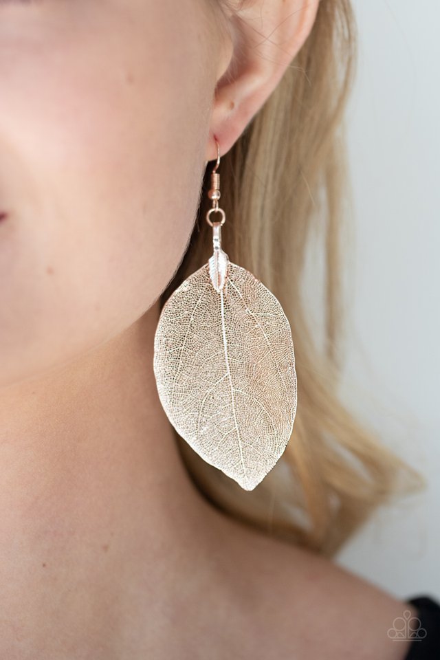 Leafy Legacy - Rose Gold - Paparazzi Earring Image