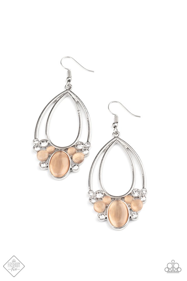 Look Into My Crystal Ball - Orange - Paparazzi Earring Image