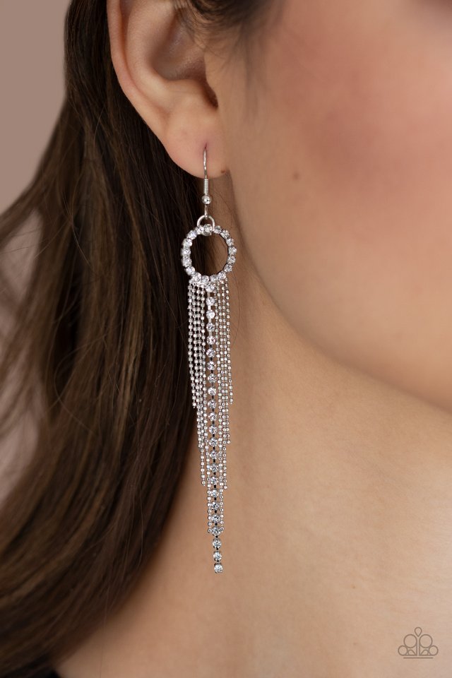 Pass The Glitter - White - Paparazzi Earring Image