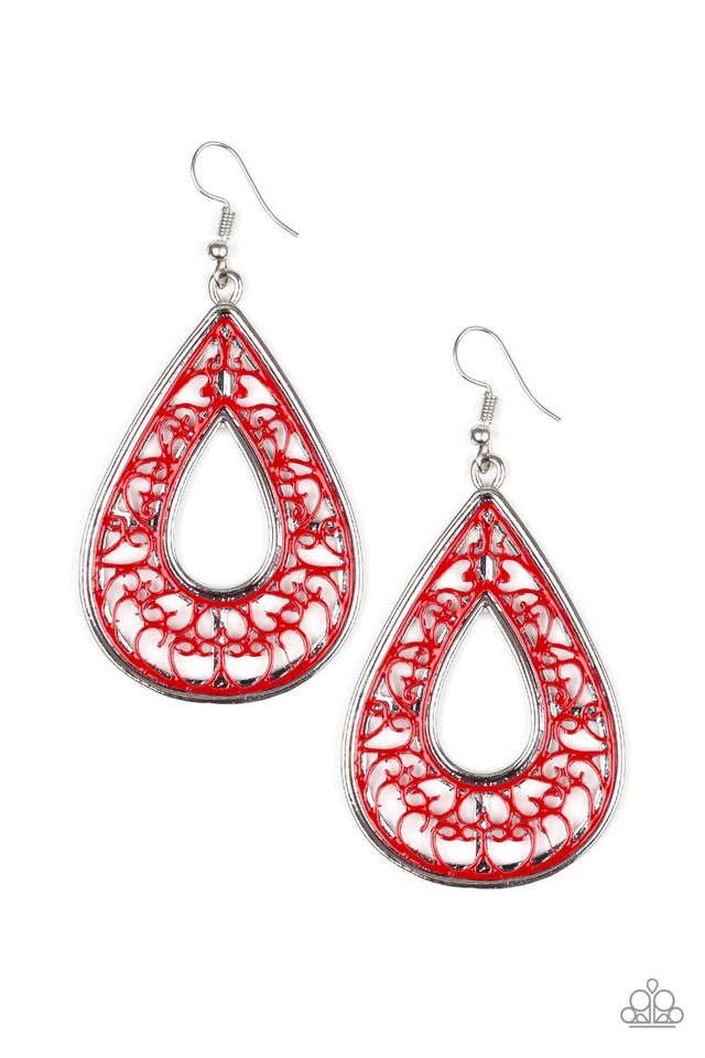 Paparazzi Earring ~ Drop Anchor - Red