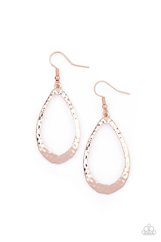 BEVEL-headed Brilliance - Rose Gold - Paparazzi Earring Image