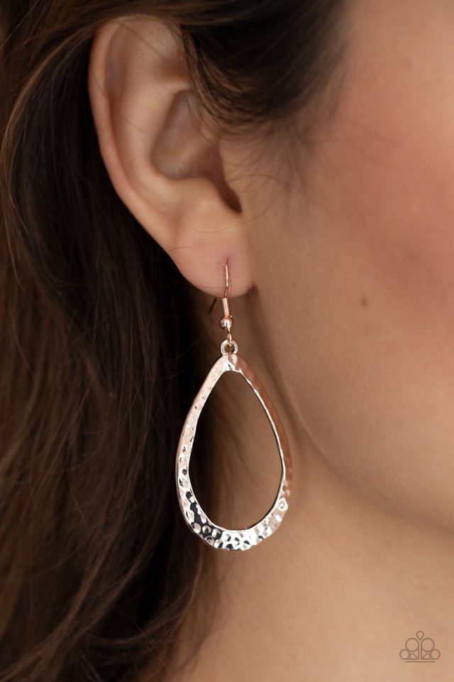 BEVEL-headed Brilliance - Rose Gold - Paparazzi Earring Image