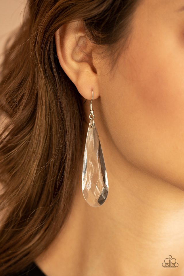 Crystal Crowns - White - Paparazzi Earring Image