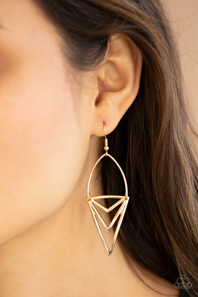 Proceed With Caution - Gold - Paparazzi Earring Image