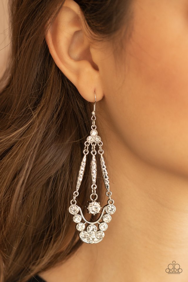 High-Ranking Radiance - White - Paparazzi Earring Image