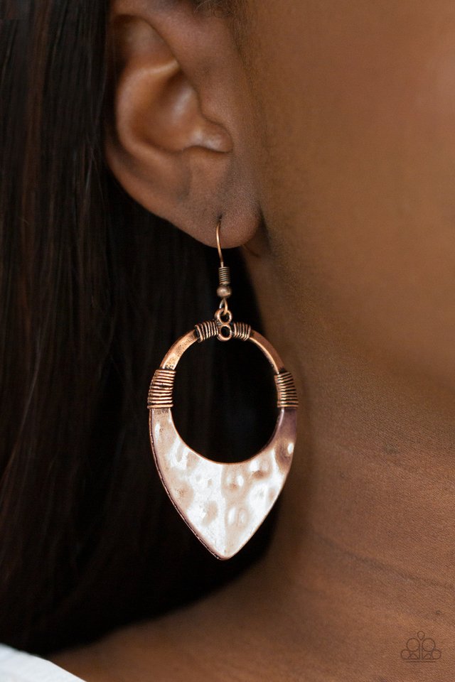 Instinctively Industrial - Copper - Paparazzi Earring Image