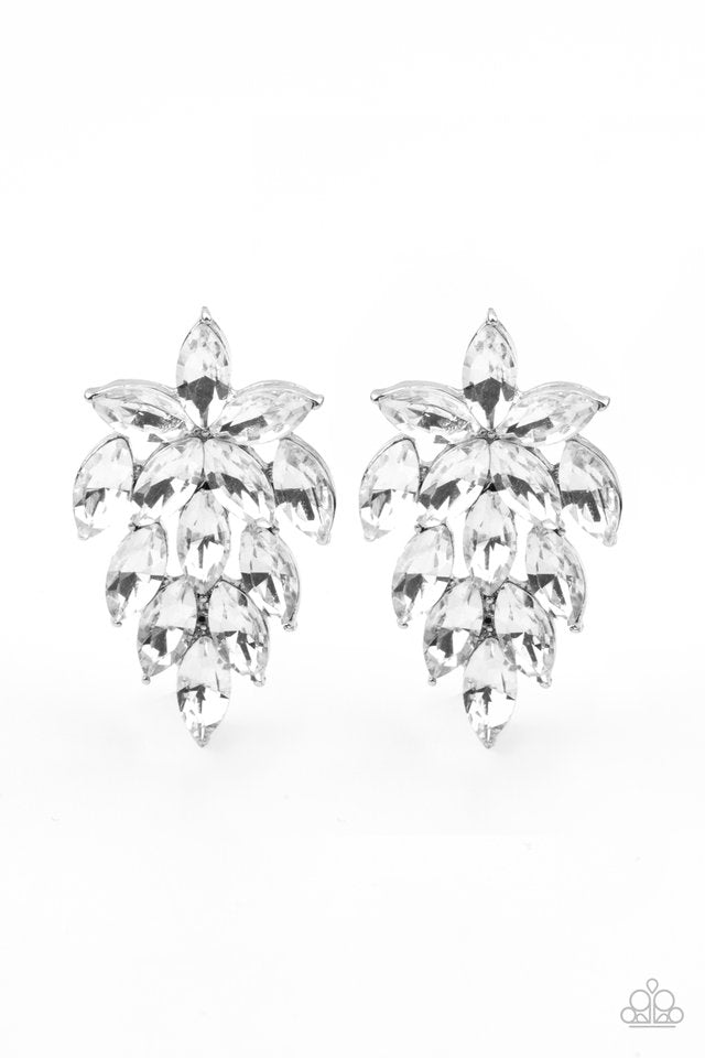 They See Me Glowin - White - Paparazzi Earring Image