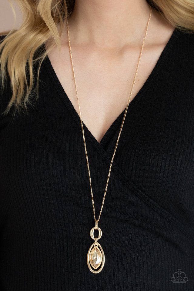 Glamorously Glaring - Gold - Paparazzi Necklace Image