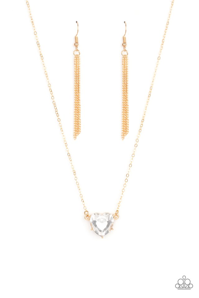 She Works HEART For The Money - Gold - Paparazzi Necklace Image