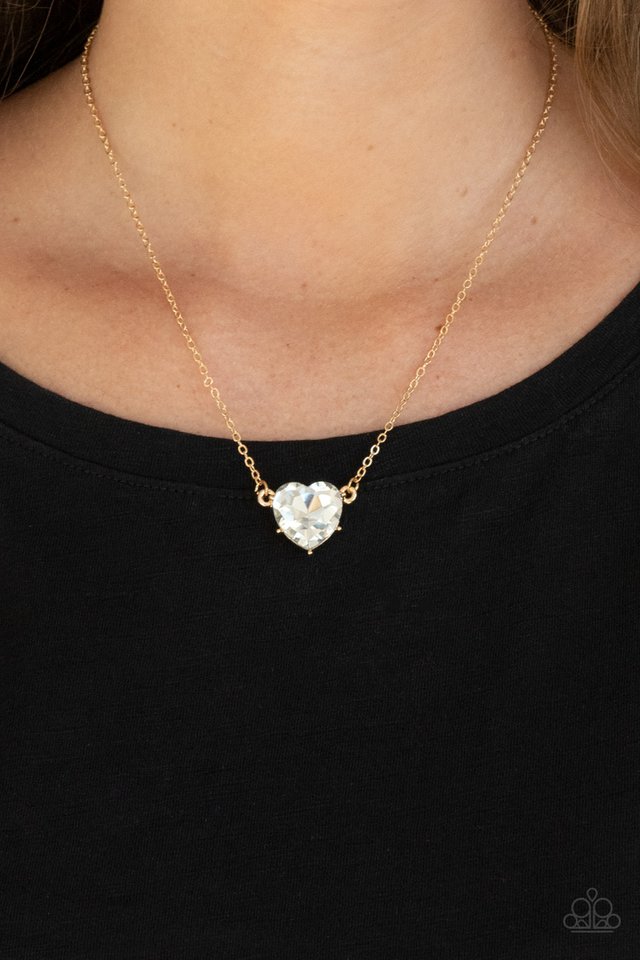She Works HEART For The Money - Gold - Paparazzi Necklace Image