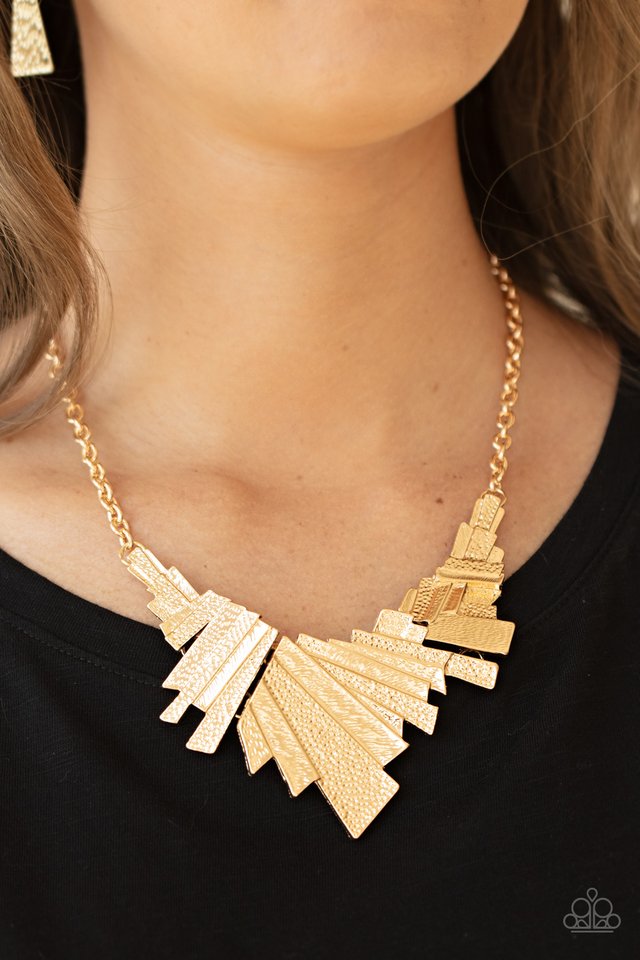 Happily Ever AFTERSHOCK - Gold - Paparazzi Necklace Image