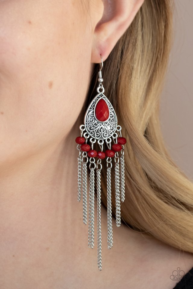 Floating on HEIR - Red - Paparazzi Earring Image