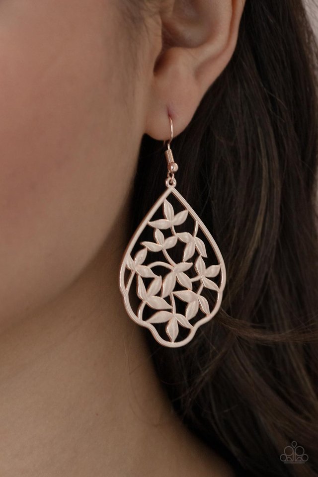 Taj Mahal Gardens - Rose Gold - Paparazzi Earring Image