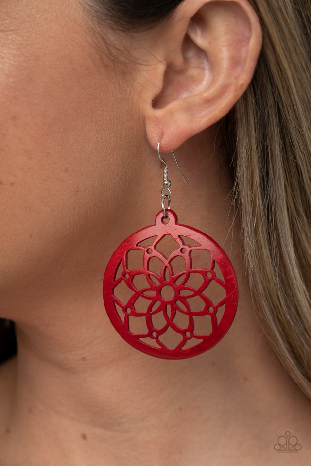 Mandala Meadow - Red - Paparazzi Earring Image