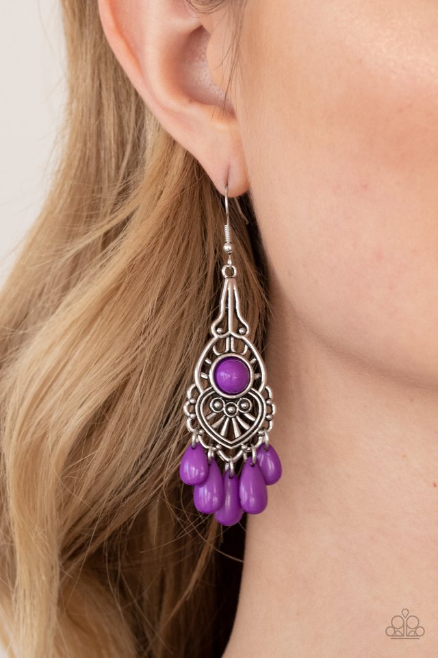 Fruity Tropics - Purple - Paparazzi Earring Image