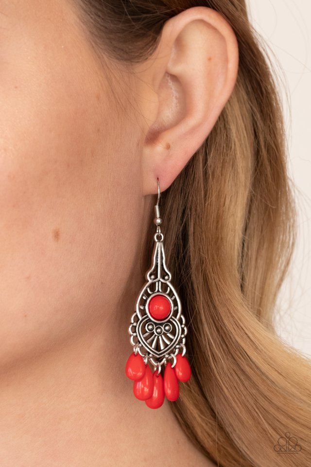 Fruity Tropics - Red - Paparazzi Earring Image