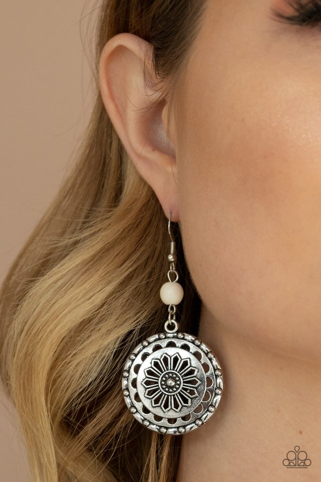 ​Flowering Frontiers - White - Paparazzi Earring Image