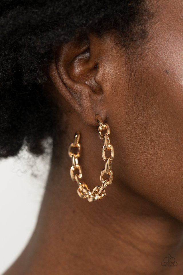 Stronger Together - Gold - Paparazzi Earring Image